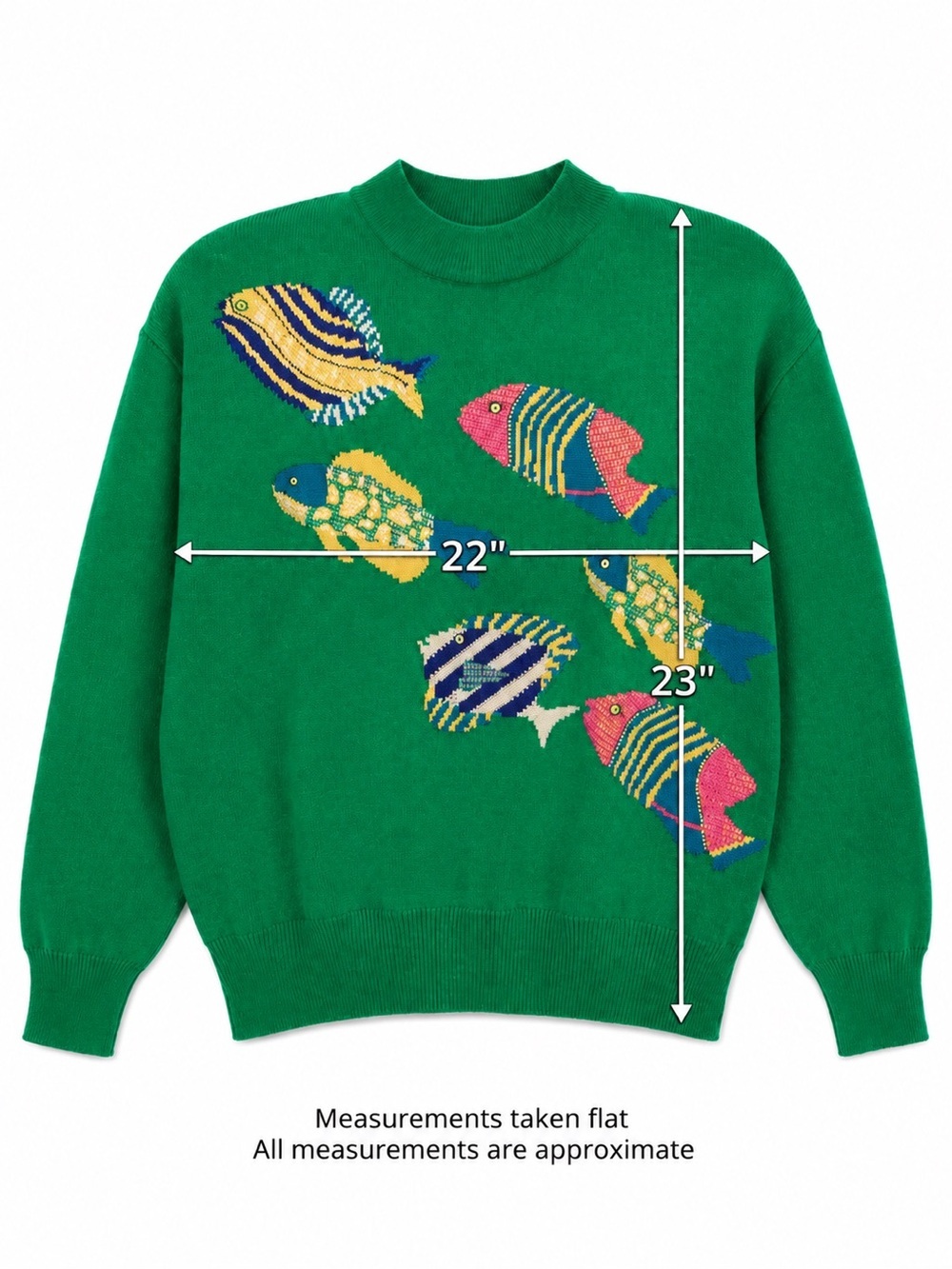 Vintage 80’s St John Fish Sweater Womens Size 3 Green Tropical Knit USA - Picture 4 of 11